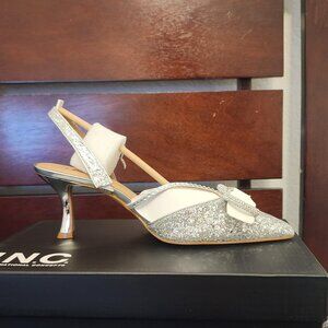 I.N.C. (Silver) (Size 7) Evening Shoes (Small Heel)